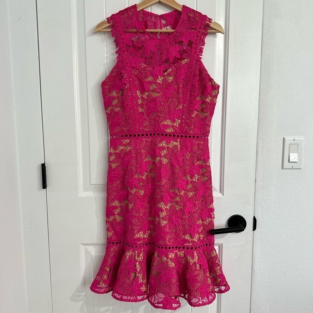 NWOT Adelyn Rae Bright Pink Lace Dress